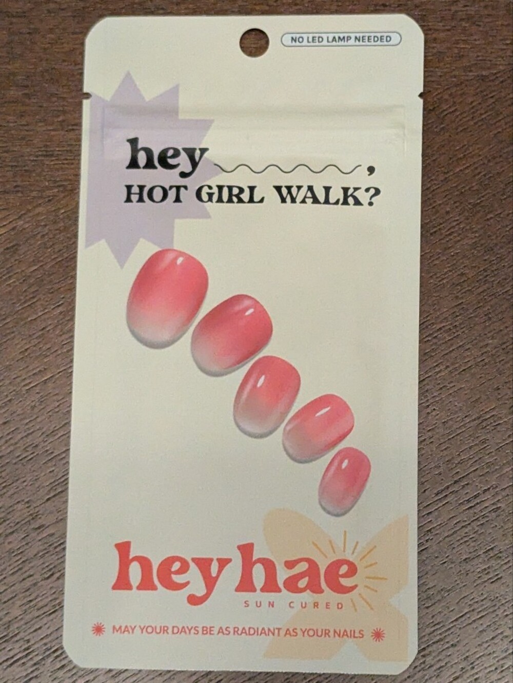 🎁 NWT Heyhae "Hey, Rosy Ruby" (Hot Girl Walk) Semi-Cured Gel Nails